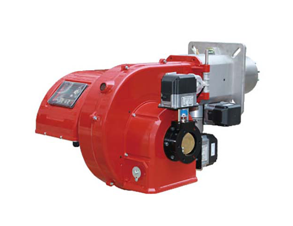 Industrial gas burner with red housing for boilers